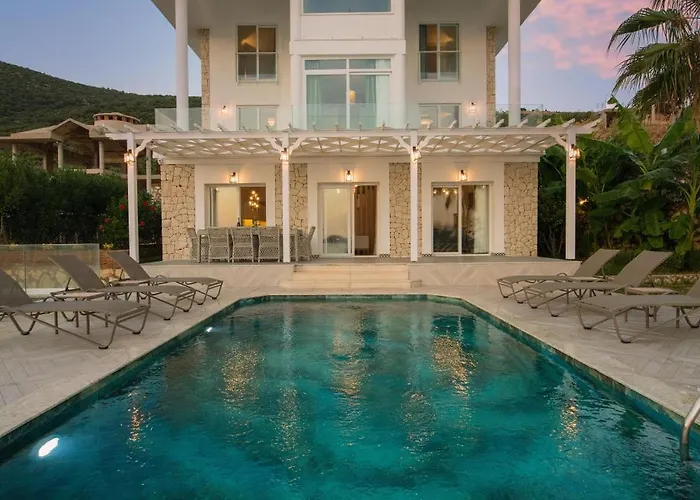 Beachfront White With Private Swimming Pool Villa Kalkan